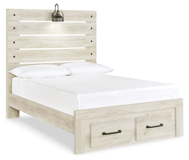 Cambeck Panel Bed With 2 Storage Drawers With Mirrored Dresser, Chest And Nightstand