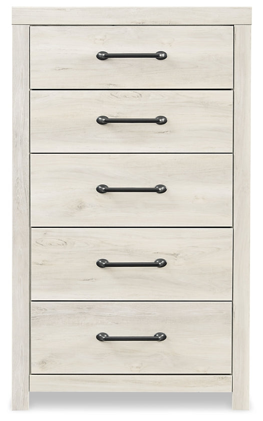 Cambeck Panel Bed With 2 Storage Drawers With Mirrored Dresser, Chest And Nightstand