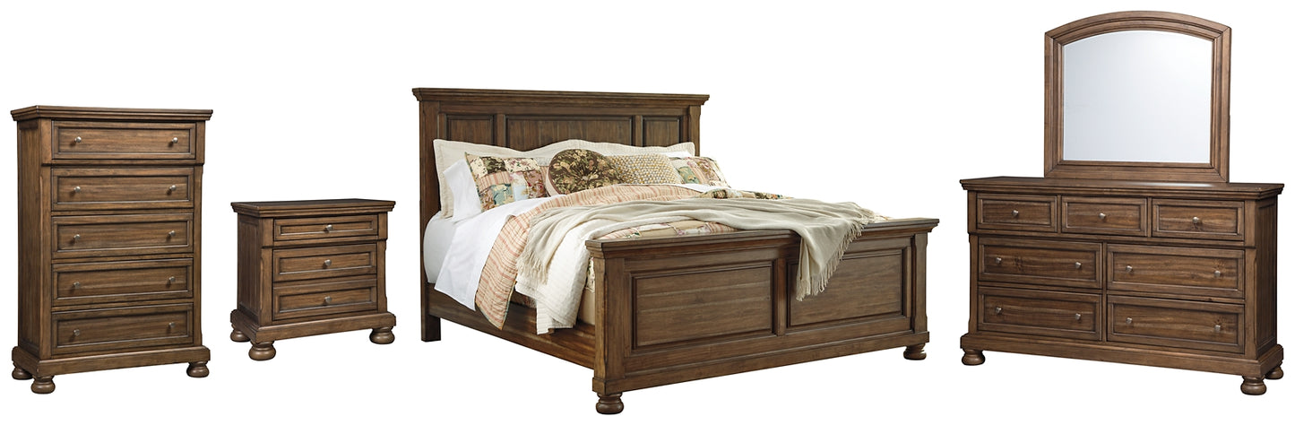Flynnter Panel Bed With Mirrored Dresser, Chest And Nightstand