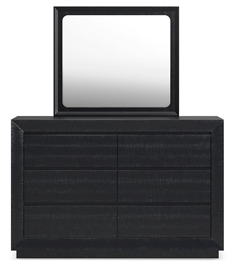 Londer Queen Panel Bed with Mirrored Dresser and Nightstand