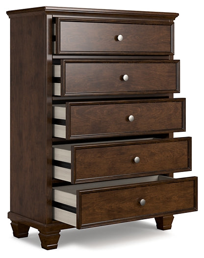Danabrin King Panel Bed with Mirrored Dresser, Chest and Nightstand