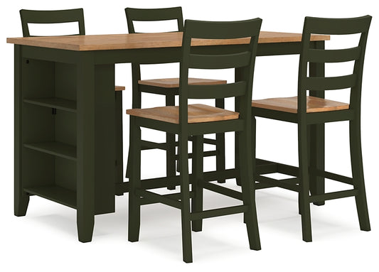 Gesthaven Counter Height Dining Table and 4 Barstools