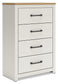 Linnocreek Queen Panel Headboard with Mirrored Dresser and Chest