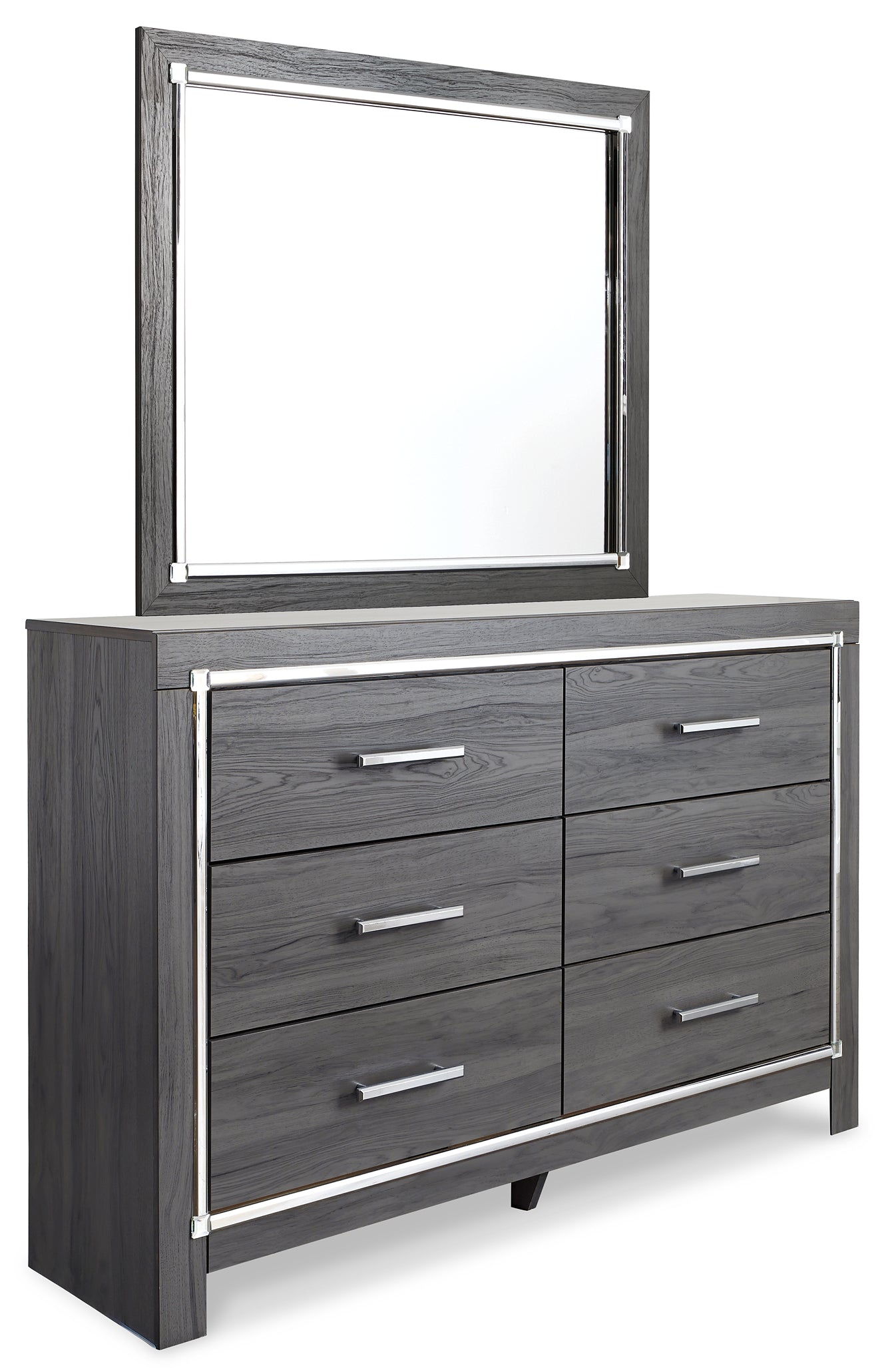 Lodanna Queen Panel Bed with 2 Storage Drawers with Mirrored Dresser and Chest