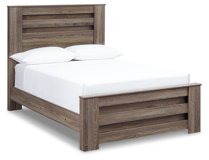 Zelen Full Panel Bed with Mirrored Dresser and 2 Nightstands