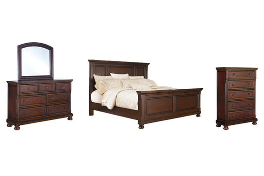 Porter  Panel Bed With Mirrored Dresser And Chest