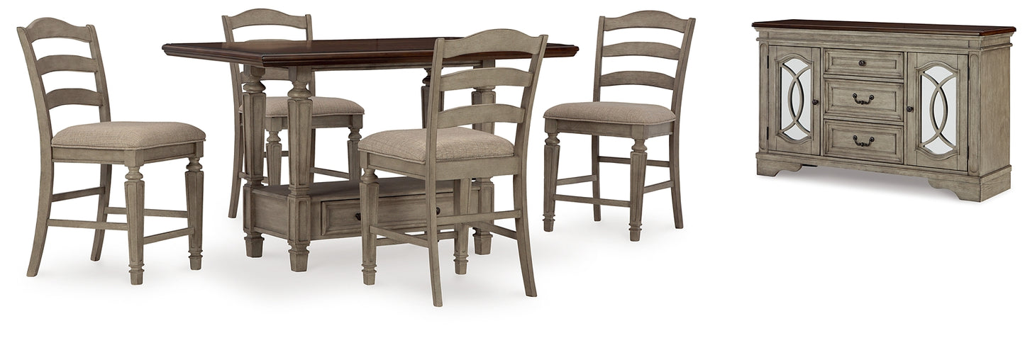 Lodenbay Counter Height Dining Table and 6 Barstools with Storage