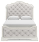 Arlendyne Queen Upholstered Bed with Mirrored Dresser, Chest and Nightstand