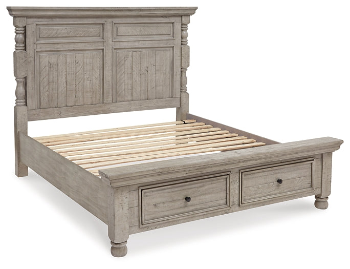 Harrastone King Panel Bed with Mirrored Dresser