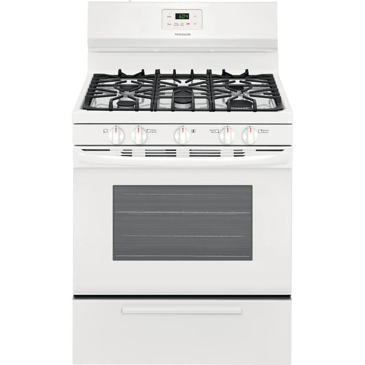 Frigidaire 30 in 4.2 cu ft Gas Range with 5th burner cooktop white, starting at $79.99 monthly